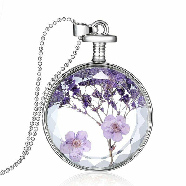 Wear a Secret Garden: A Real Dried Flower Round Locket Necklace