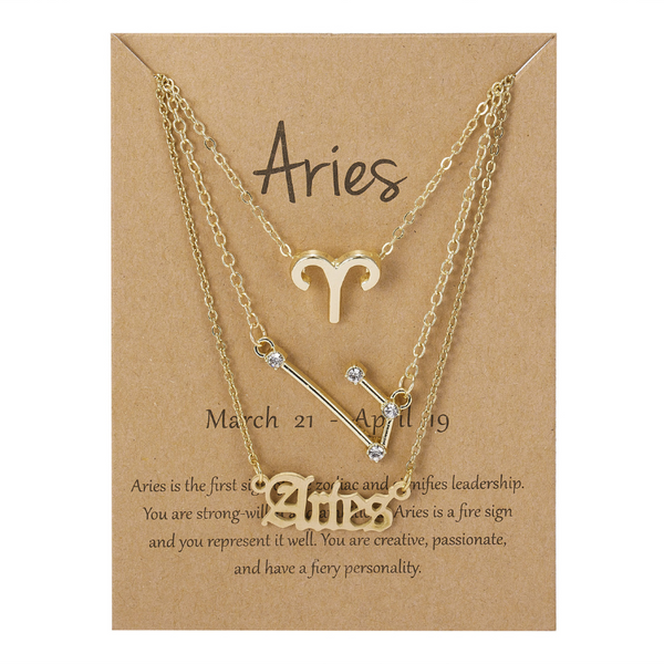 Wear Your Star Sign: A 3-Piece Layered Zodiac & Constellation Necklace Set