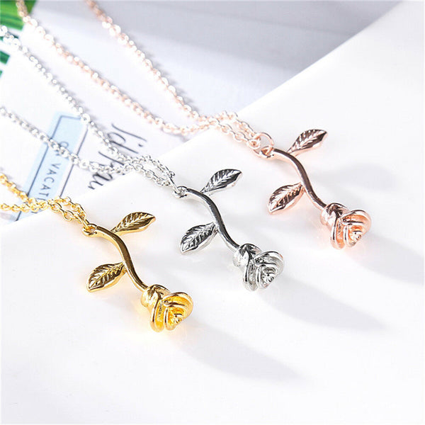An Everlasting Bloom: The 18K Gold Plated 3D Rose Pendant Necklace