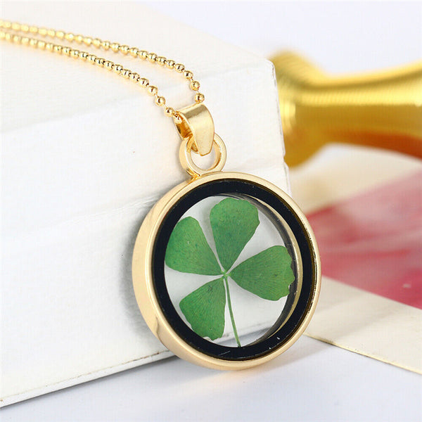 Carry Your Own Luck: A Real Four-Leaf Clover Pendant Necklace