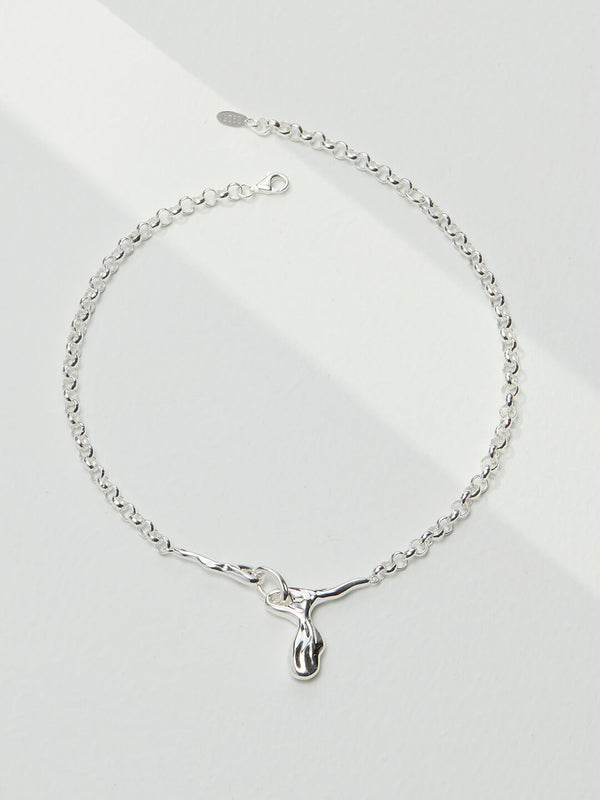 Lava series plain silver necklace